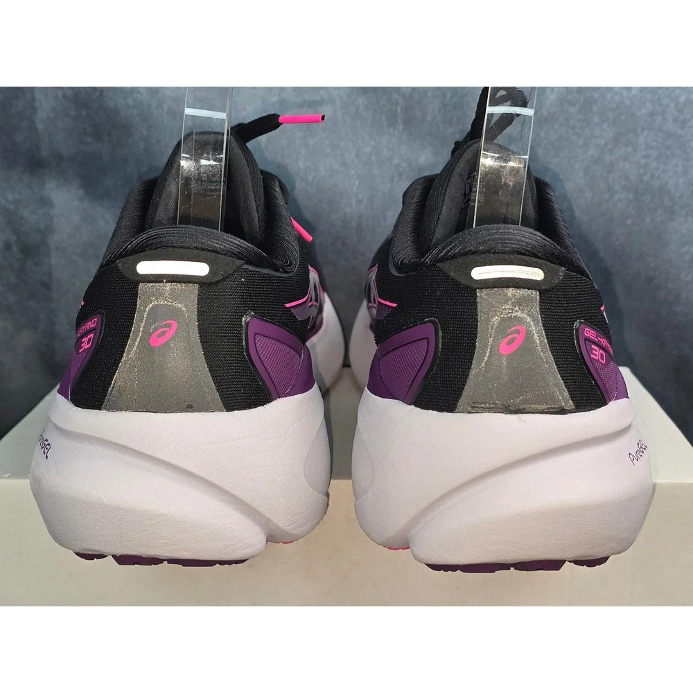 EUC ASICS Gel-Kayano 30 Black Pink Running Shoes Women 11 Wide 1012B503